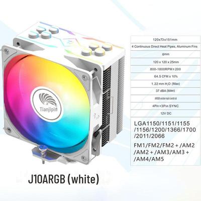Кулер для процессора Tianjifeng J10 ARGB: 4 медные трубки, вентилятор 12 см