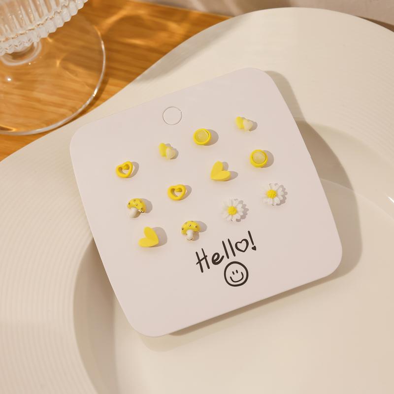 1 Набор Простой и Компактный Набор Сережек-Игл Любовь Геометрическая Комбинация Сережек Милые Сладкие и Универсальные Серьги