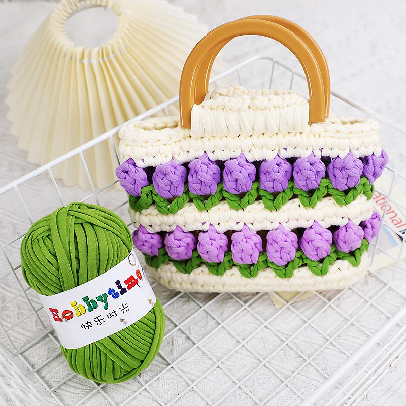 Crochet Knitting Tape Thick Cloth Fabric Strip Yarn 100%Polyester Craft For Hand Knitting Crochet Cushion Blanket Low Elasticity