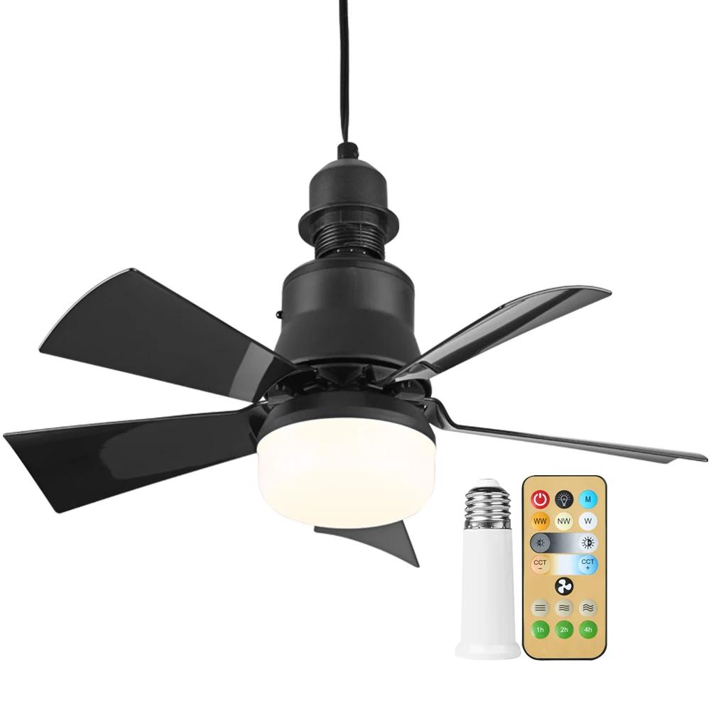 E26 тихий потолочный вентилятор с лампой, пульт дистанционного управления, 3 скорости, винтовые потолочные вентиляторы с подсветкой, регулируемой яркостью, шкаф, гардеробная, кухня
