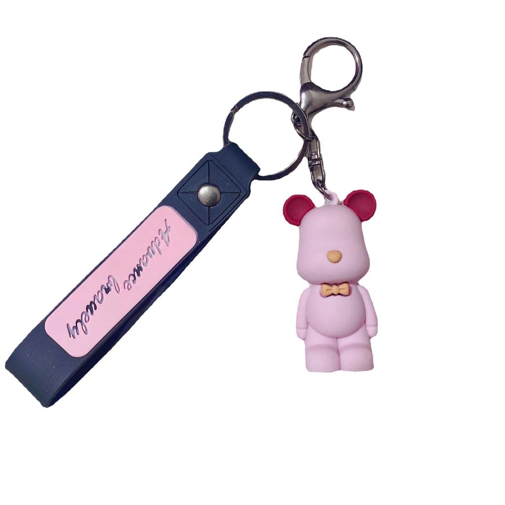 Personalized Silicone Bow Tie Bear Doll Keychain Car Key Chain Cartoon Couple Bag Pendant