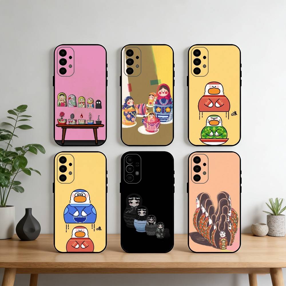 Russian Dolls Matryoshka Phone Case For Samsung S25,S24,S21,S22,S23,S30,Ultra,S20,Plus,Fe,Note,10,9,5G Black Cover