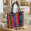  Colorful Weave Pattern Tote Bag Large Capacity Daily Use Shoulder Bag for Women