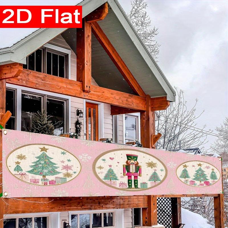 Pink Merry Christmas Merry Christmas Outdoor Banner, Garden Fence Holiday Decor Sign