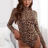 Женская водолазка со змеиным леопардовым принтом, боди с длинными рукавами, колготки с высоким вырезом, купальник, сексуальный купальник для клуба