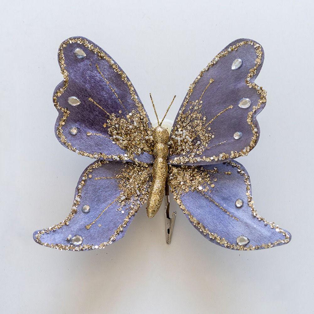 Handmade Christmas Butterfly Pendant With Clip Christmas Tree Pendant Party Supplies