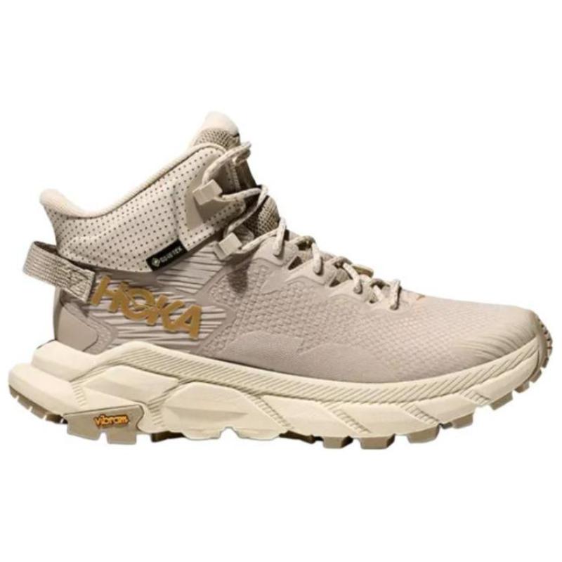 HOKA One One Ботинки для треккинга Trail Code GTX, противоскользящие, износостойкие, средней высоты, женские, серо-бежевые кроссовки 1123166-OKR