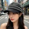 Striped Versatile Baseball Cap Female Summer Trendy Spice Girl Street Sunscreen Duck Tongue Knitted Cap Show Face Small Shade