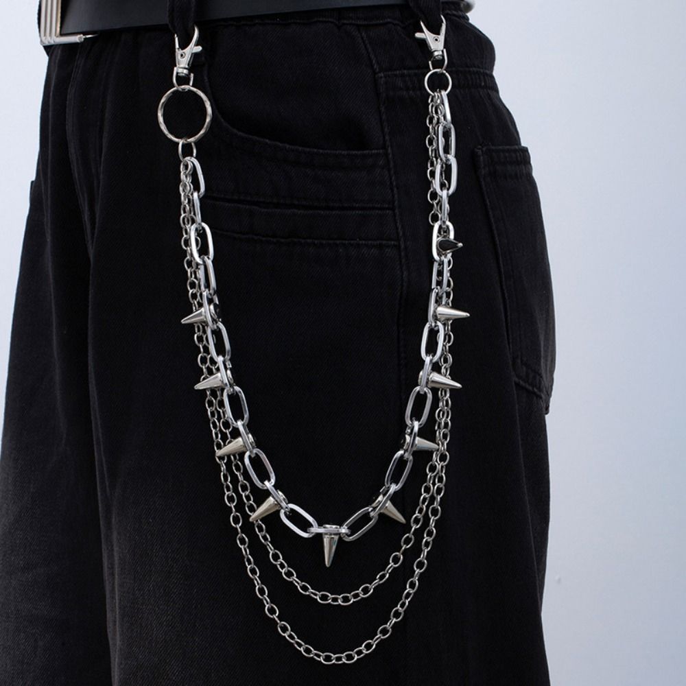 Double-layer Metal Waist Chain Studded Punk Belt Chain Personality Rivet Studded Pants Chain Steet