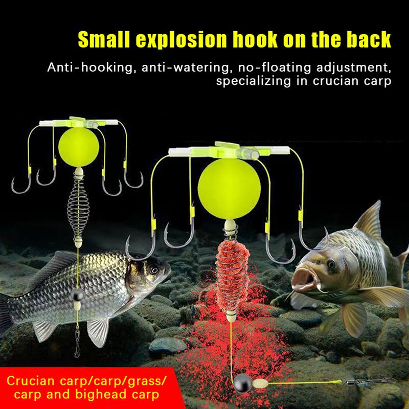 1PC Fishing Bait Cage Carbon Steel String Hook Fishing Set Anti Winding Bait Cage Float Line Group Feeder Sinker Fishing Tackle