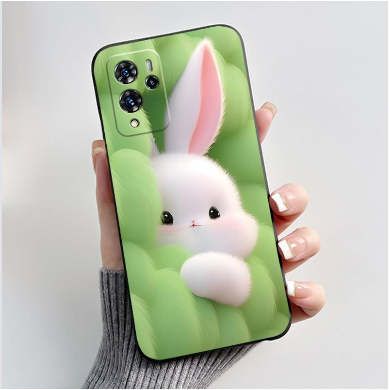 Phone Case For ZTE Blade V40 Pro/ZTE 9046 Soft Silicone Black Case Aesthetic Pattern Love Goldfish Rabbit Shockproof Coque