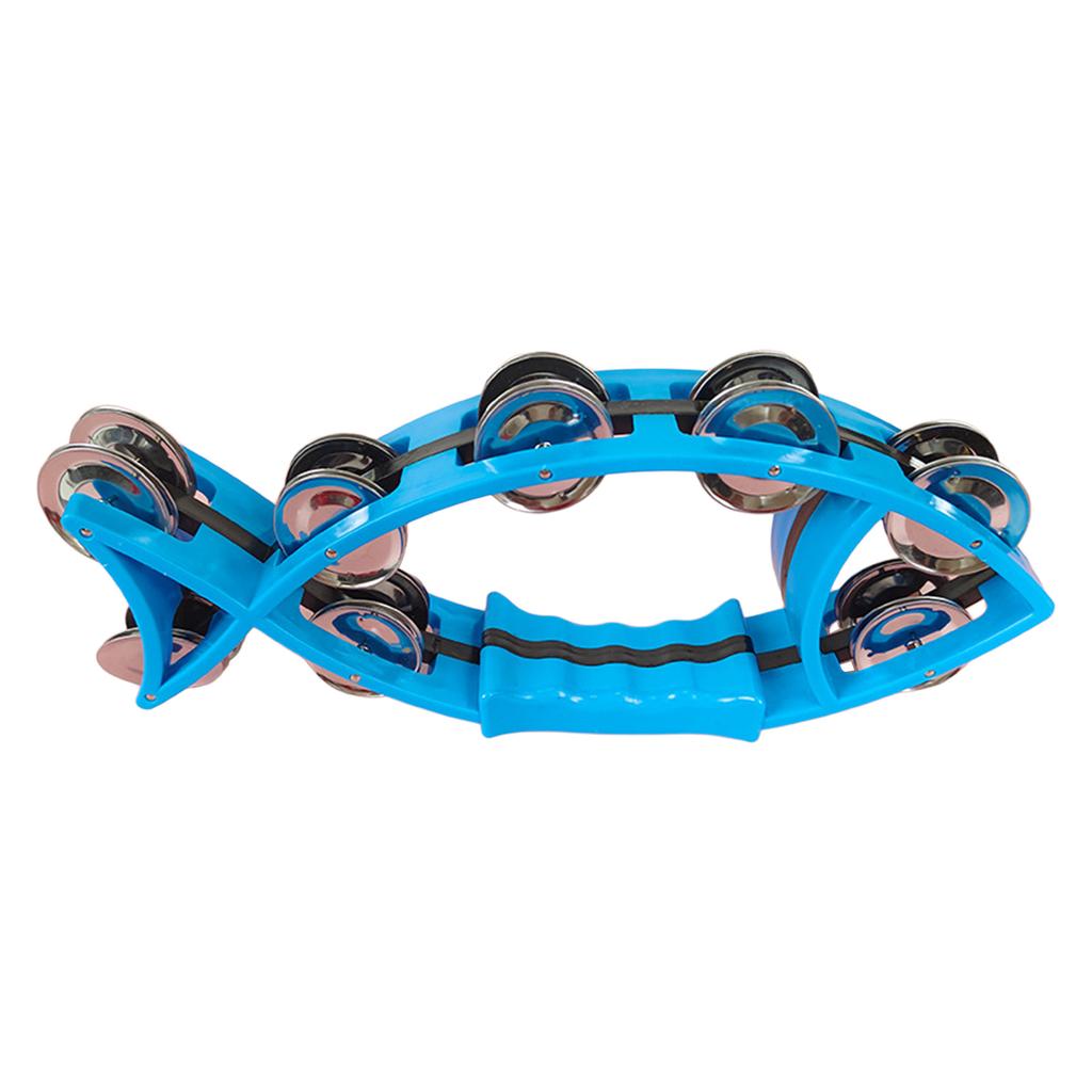 Двухрядный тамбурин в форме рыбы, ручной колокольчик, тамбурин в форме полумесяца, музыкальный инструмент для взрослых, детей, церкви, баров