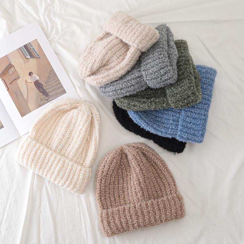 Новая женская зимняя шапка с напуском, модная шапка-бини с манжетами, теплая зимняя шапка для женщин, повседневная уличная вязаная шапка
