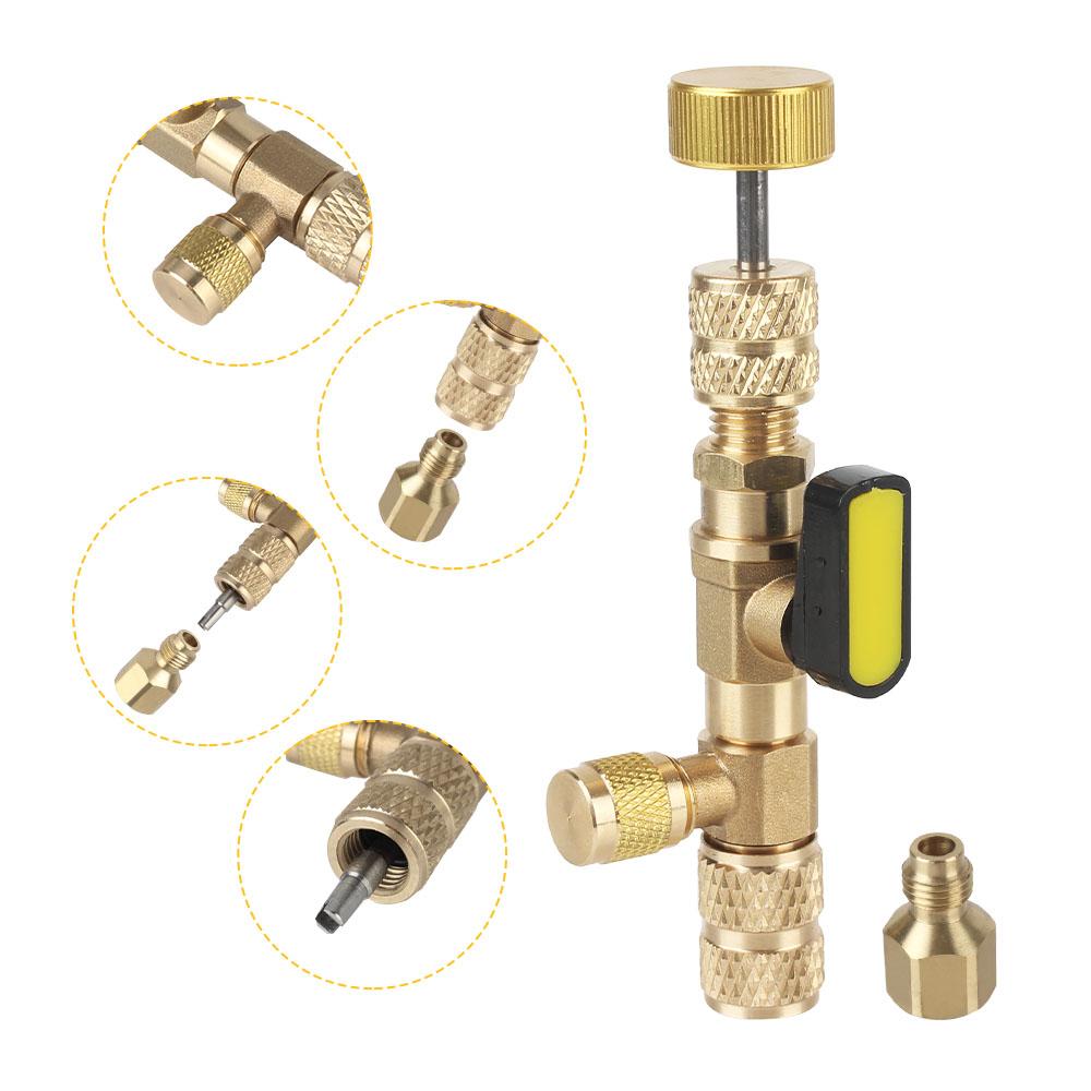 Холодильный инструмент. Заливное соединение. Автомобильный кондиционер. Предохранительный адаптер клапана хладагента R22 R410A. Клапан переменного тока. Ремонт кондиционера и фторид.