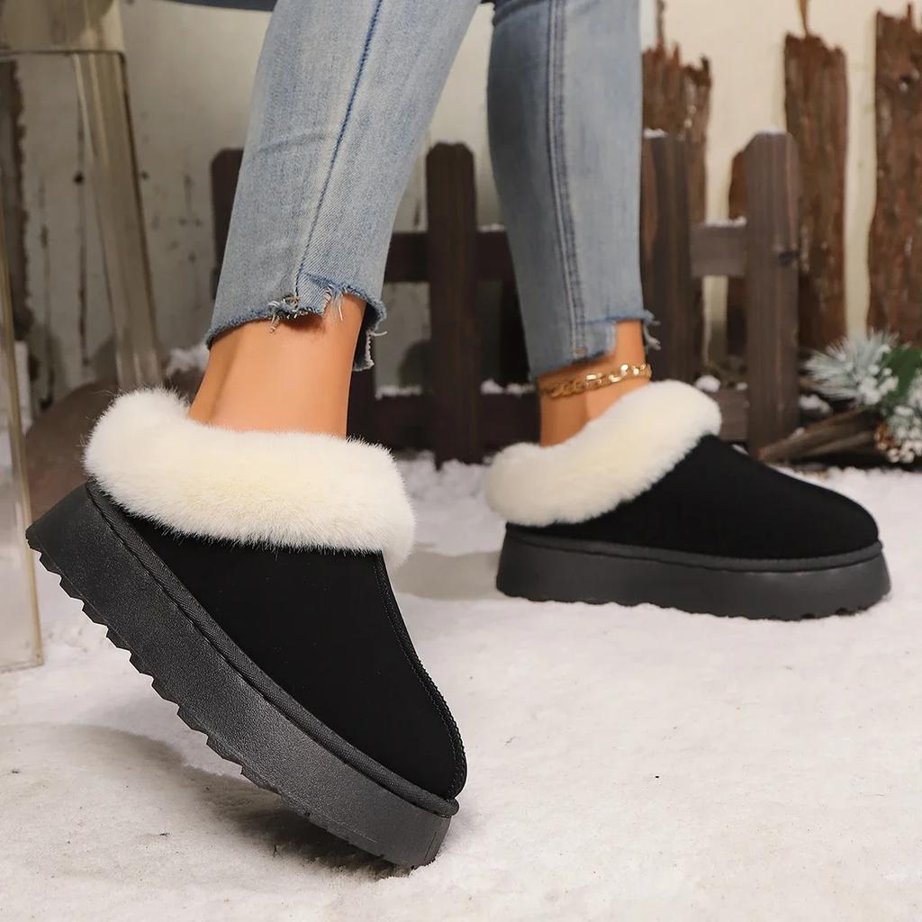2024New Hot Selling Winter Women's Boots Round Toe Flat Shoes for Women Slip-on Platform Shoes Outdoor Classic Ankle Snow Boots