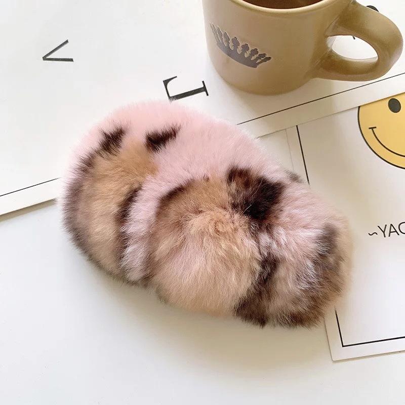 Autumn and winter plush hairpin wild candy net red bb side clip Korean real rex rabbit fur hair accessories hairpin