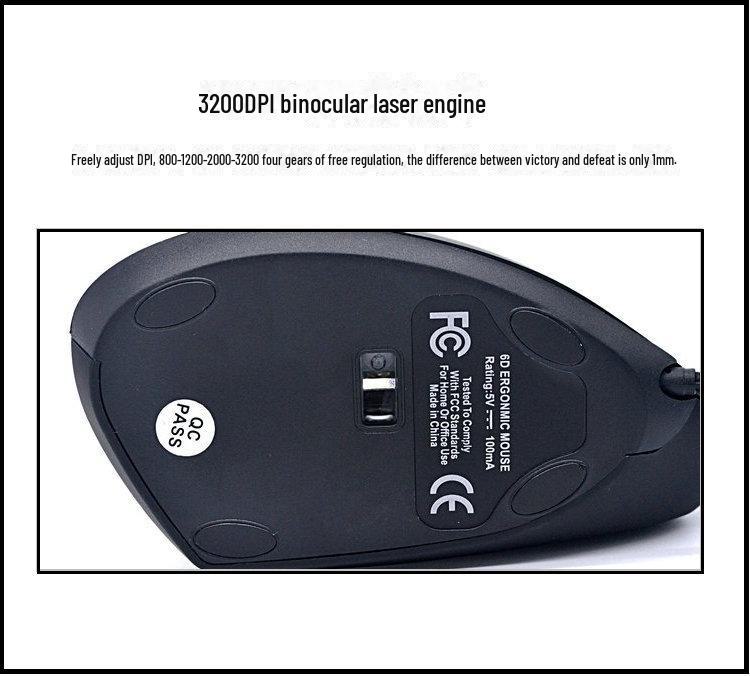 Светящаяся проводная USB вертикальная оптическая мышь с эргономичной поддержкой запястья для офисного использования