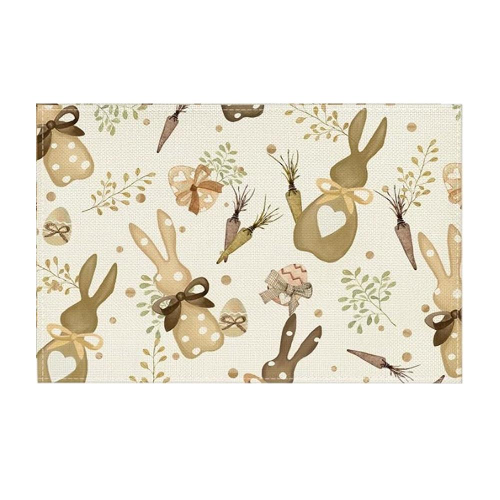 Пасхальный набор из 1/4 салфеток под приборы с рисунком кролика-моркови в стиле «Буффало», 30 x 45 см, весенние банкетные салфетки, моющиеся салфетки под приборы, украшение для кухонной вечеринки
