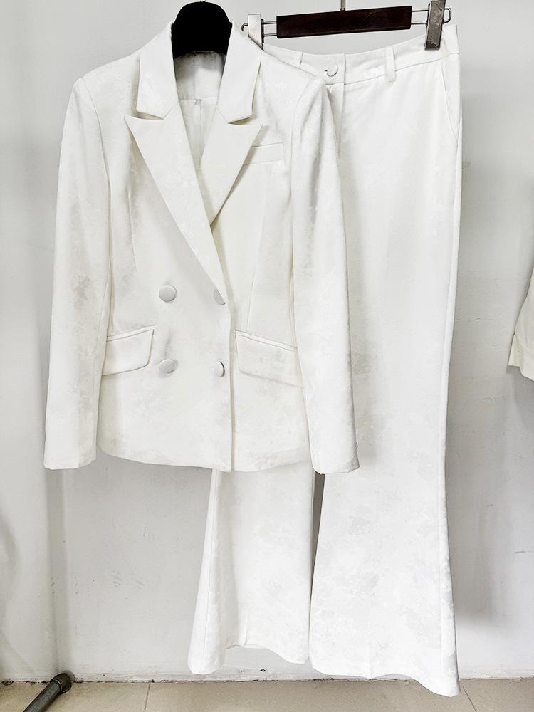 В наличии: 2025 Европейская и Американская Мода Знаменитостей Элегантный Жаккардовый Двубортный Пиджак Комплект