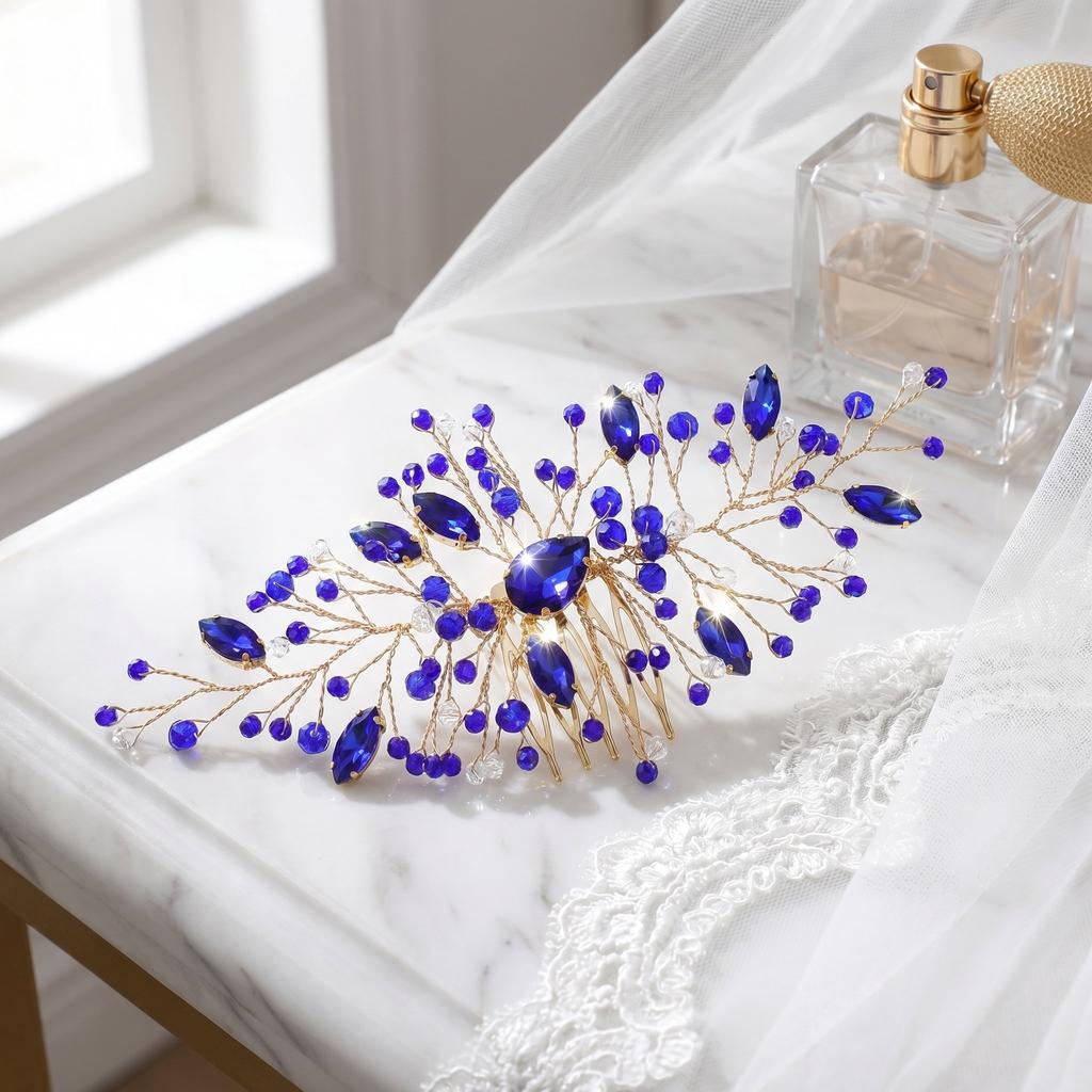 Crystal Hair Comb Bridal Wedding Hair Accessories Elegant Shiny Decor Stable Teeth Comfortable Fit for Bride Bridesmaid
