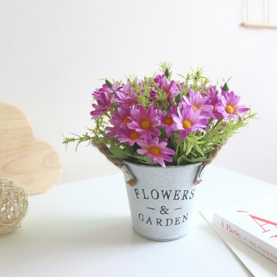 1шт искусственный цветок ромашка металлический горшок бонсай этап сад свадьба декор