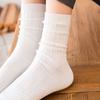 Stripe Retro Solid Color Fashion Women Wool Socks Middle Tube Hosiery Korean Style Socks Cotton