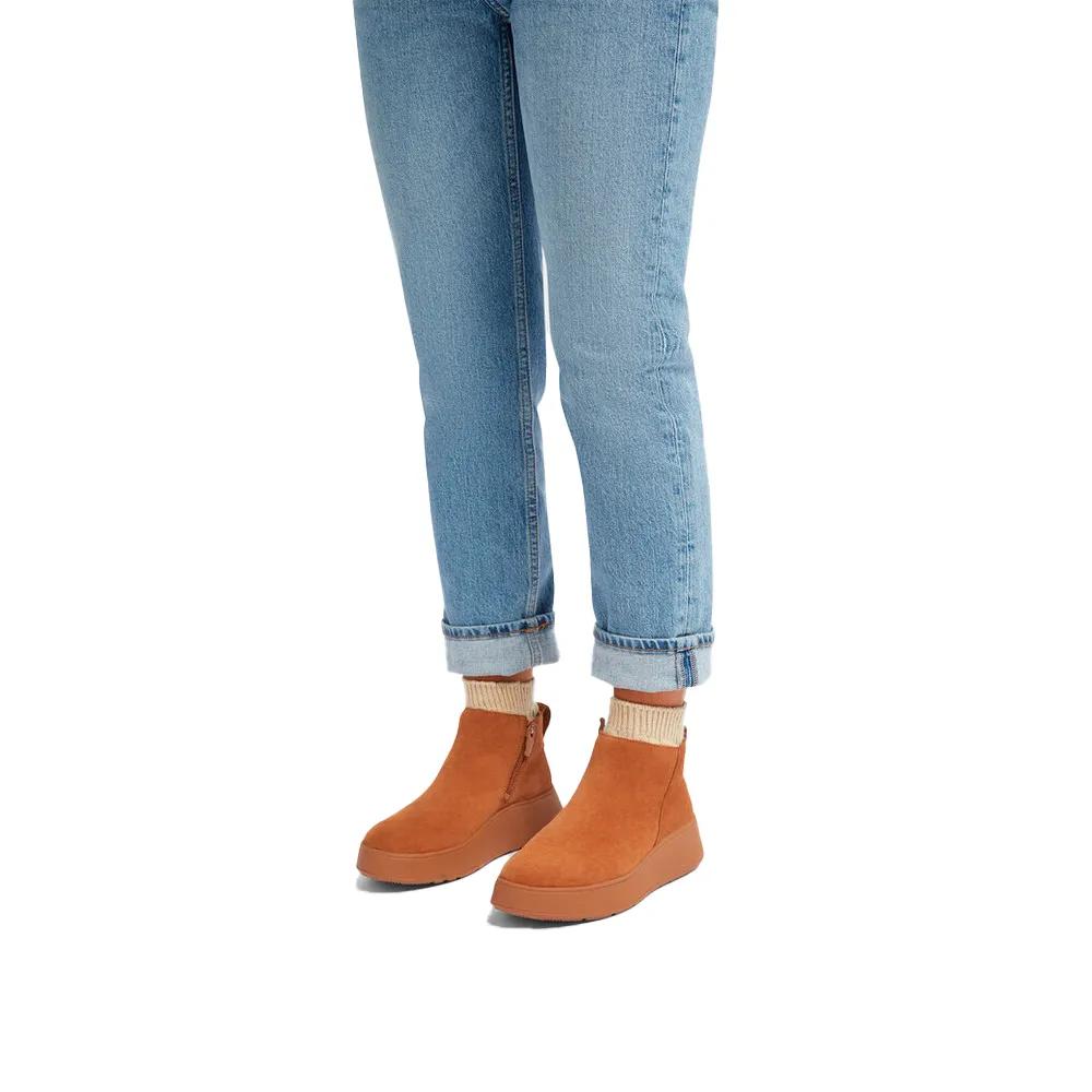 Fitflop F-Mode Suede Flatform Zip Ankle Buty