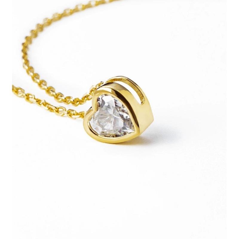 Japanese S925 Loving Heart In Sterling Silver Pendant Classic Necklace Women's Bag Inlaid Zircon High-Grade Clavicle Chain