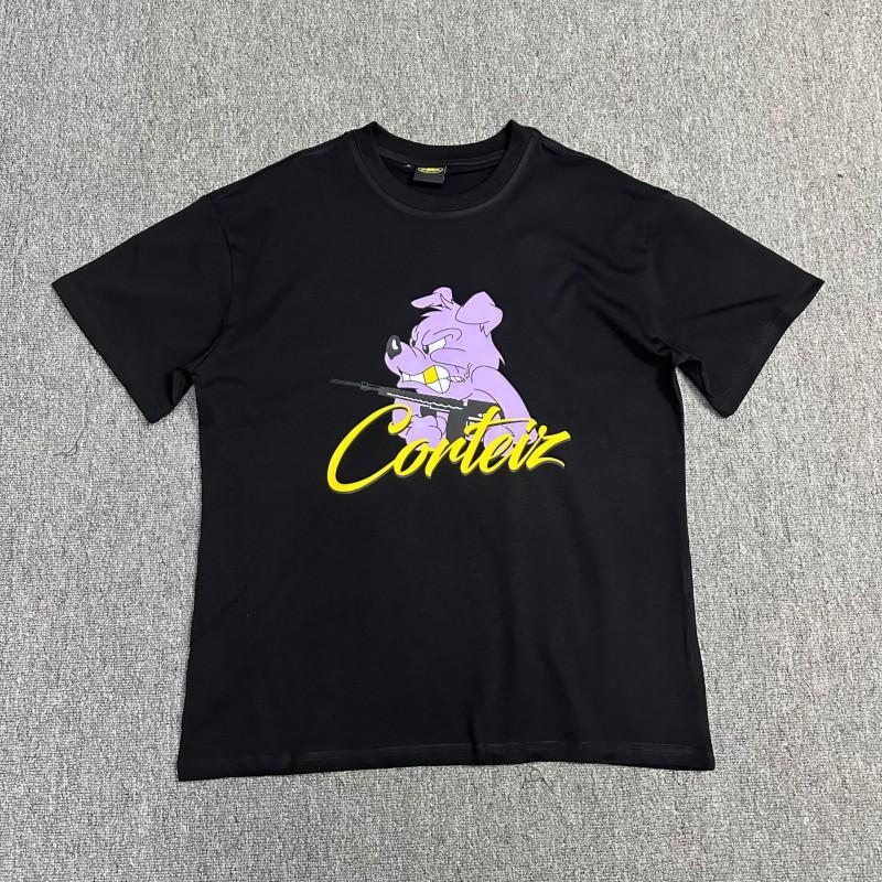 Хлопковая футболка Corteiz Streetwear Мужская Свободный крой Круглый вырез Короткий рукав Хип-хоп Графическая футболка