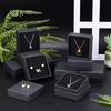 12pcs Kraft Paper Jewelry Boxes with Black Sponge Inside Square Black 2-7/8x2-7/8x1-3/8 inch(7.3x7.3x3.5cm)