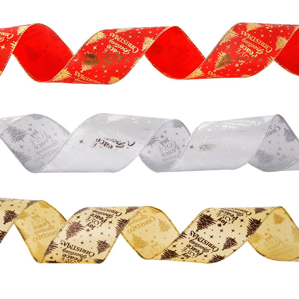 Charming 6.3cm Christmas Tree Ribbon Adornments With Colorful Letter Designs