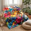 Vibrant Flowers and Butterflies Theme blanket Lightweight Warm Flannel Blanket Decorative Throw Blanket for Home Decoration