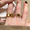 Vintage Maillard Sunflower Open Adjustable Ring Unisex Cool Elliptical Geometry Fashion Jewelry for Women Men