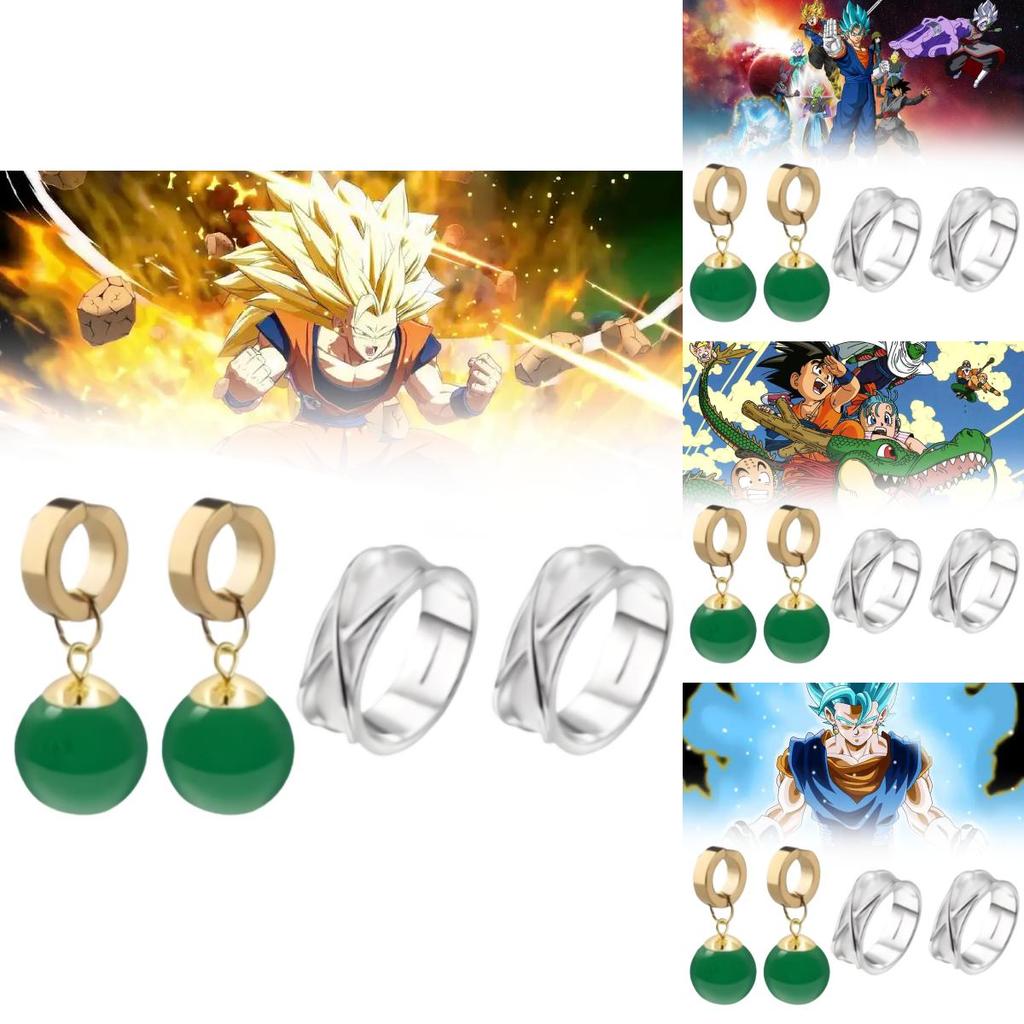 Dragon Ball Super Goku Black Accessories With Earrings And Ring For Anime Costume Parties