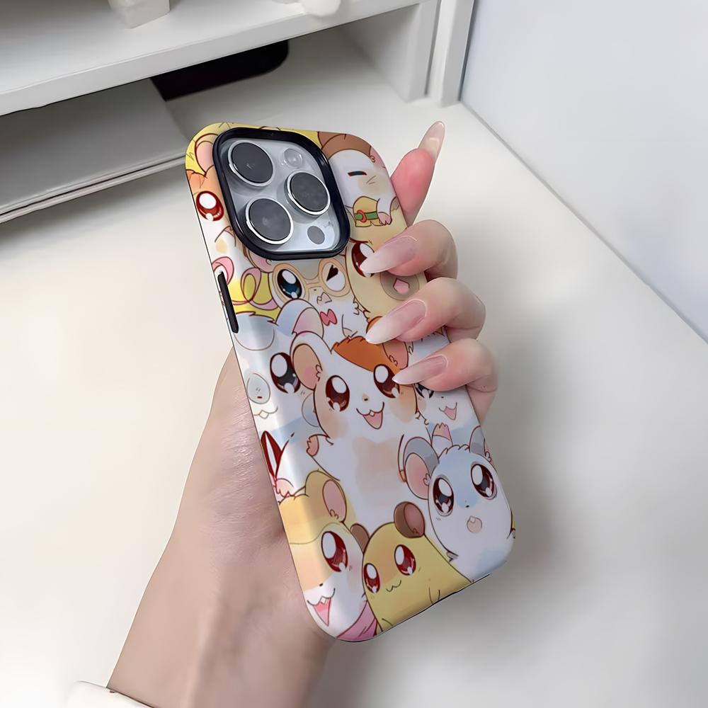 Hamtaro Hamster Phone Case For Iphone 16 Pro Max 15 13 14 12 11 14 Pro Max 15 Pro Max Fashion Two-in-one Cover