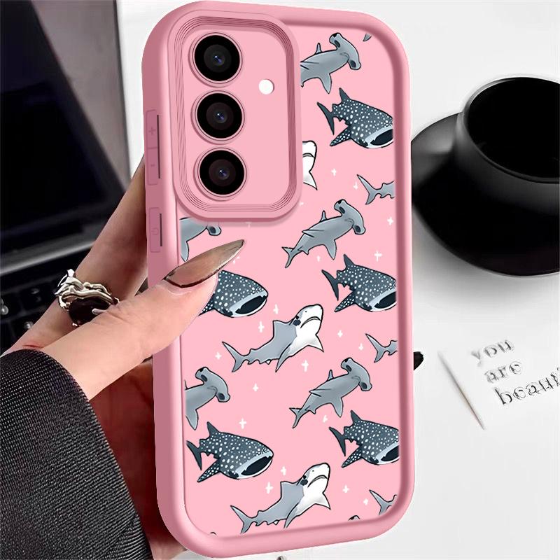 Чехол с рисунком китовой акулы для Samsung Galaxy S25 Edge S24 S25 S23 S22 Ultra S24 FE A56 A55 A54 A36 A26 A15 A16 5G TPU чехол для телефона