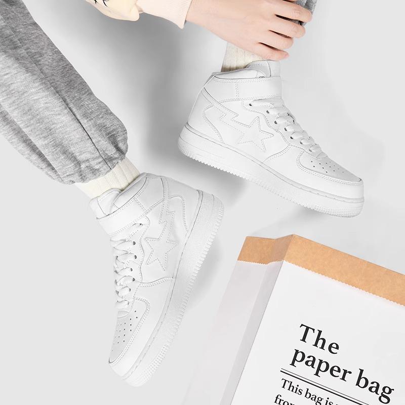 2026 spring with board shoes sports casual ape lightning shoes men's and women's high-top white shoes