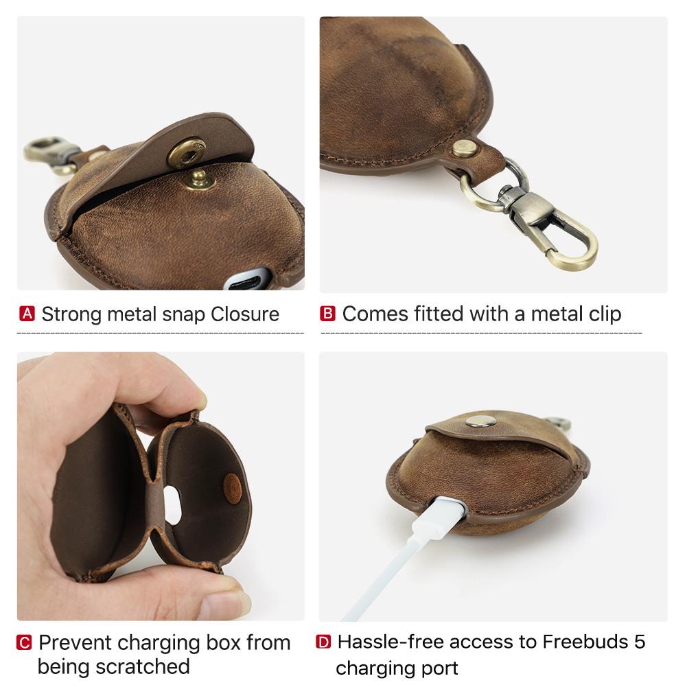 КОНТАКТЫ СЕМЬЯ Чехол для Huawei FreeBuds 5 Натуральная кожа Ударопрочный Наушники Hearphone Аксессуары Коробка Чехол для FreeBuds 5