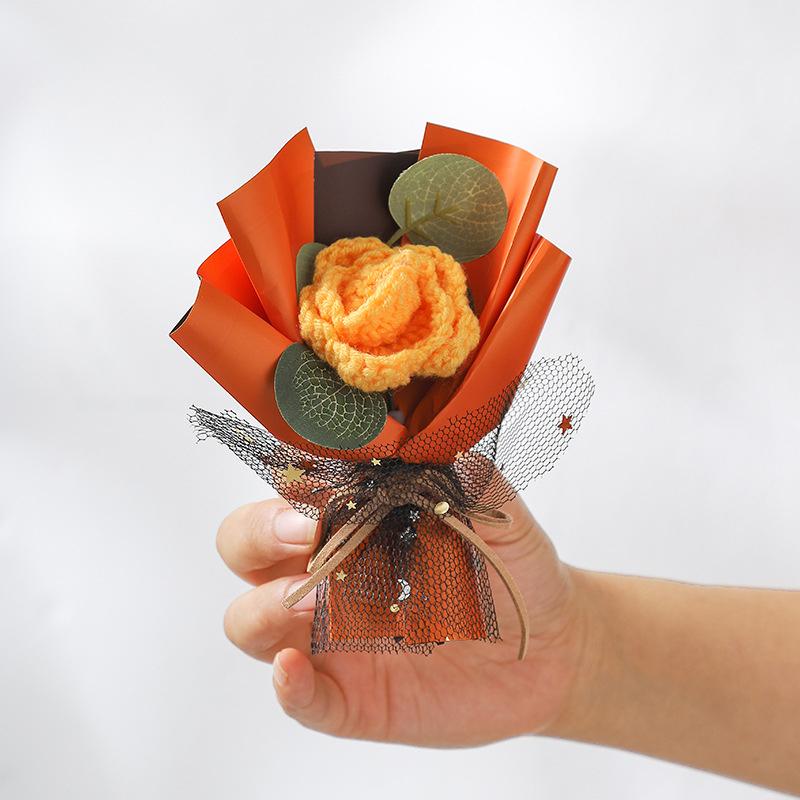 Подарки Искусственные вязаные цветы Мини-букет крючком Вязаный маленький букет Поделки ручной работы