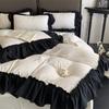 French Large Lace Bedding Set Four-piece Set Princess Style Skin-friendly and Comfortable Washed Quilt Cover Bed Sheet Pillowcase
