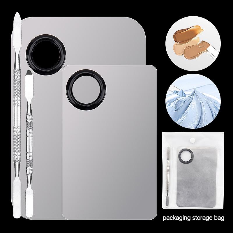 1 комплект, миксер для макияжа из нержавеющей стали, пластина для смешивания лака для ногтей, миксер для теней для век, палитра теней для век с лопаточкой