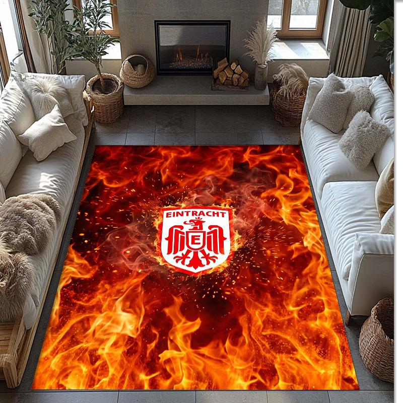 Eintracht Frankfurt Football Print Crystal Velvet Rug, Comfortable Water Absorbent Non Slip Indoor Floor Carpet