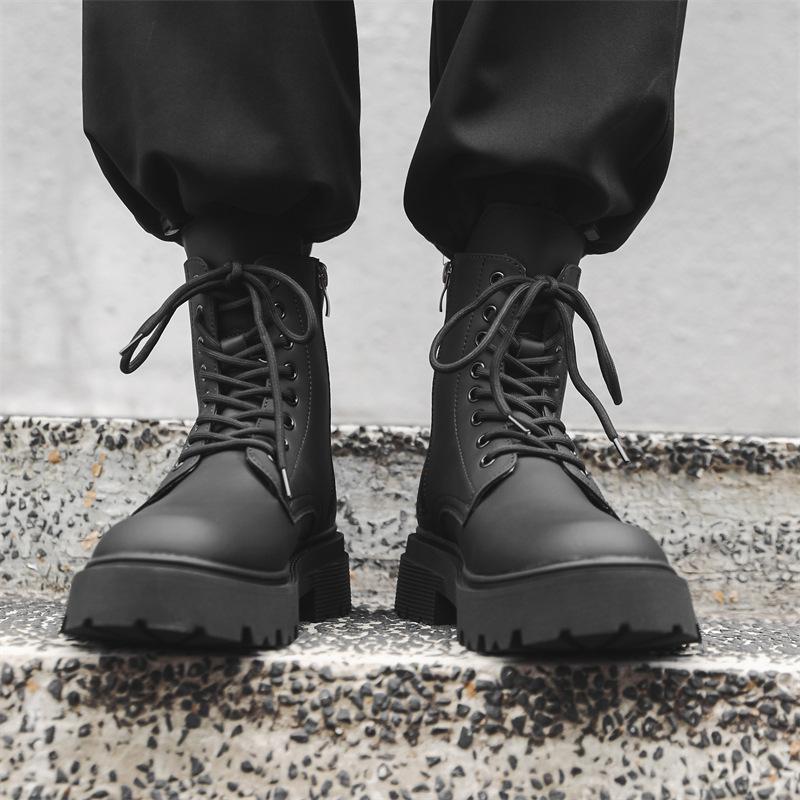 Высокие кожаные ботинки Мартин мужские в британском стиле 2024 новая модель ботинки-локомотивы увеличивающие рост кожаные ботинки 9056-J