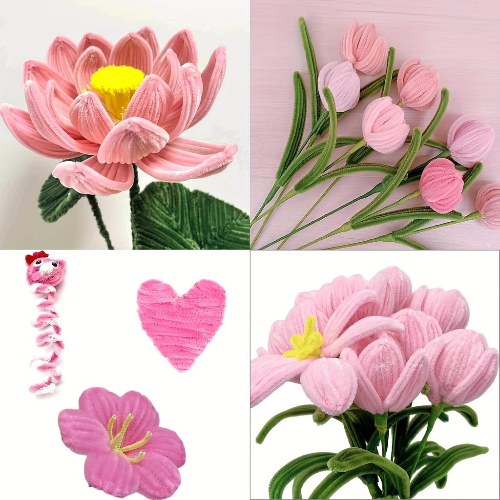 Набор для рукоделия из 300 штук синельной проволоки 3 цветов в ассортименте, толстая синельная проволока для DIY проектов, цветочных композиций, праздничного декора