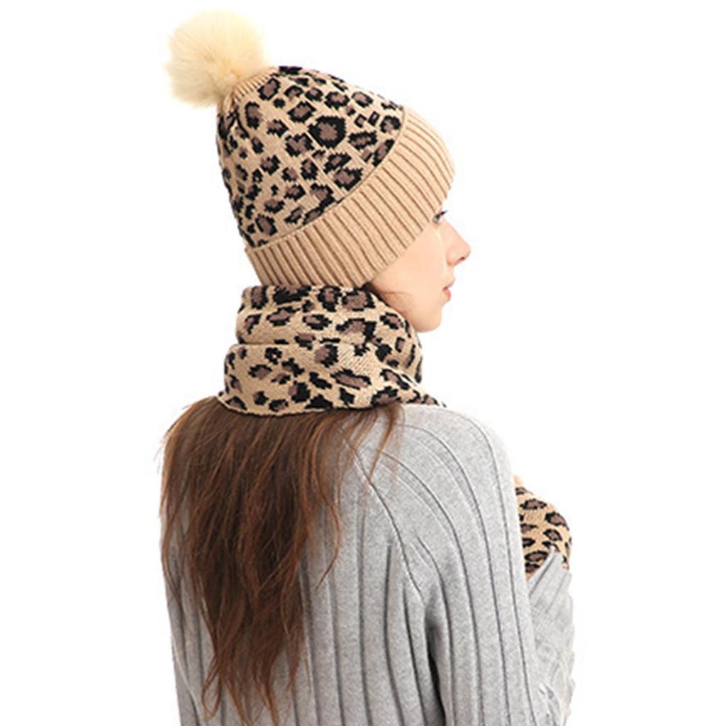 Women's And Men's Winter Fashion Warmth Cute Hat Scarf Gloves Casual Three Piece Set
