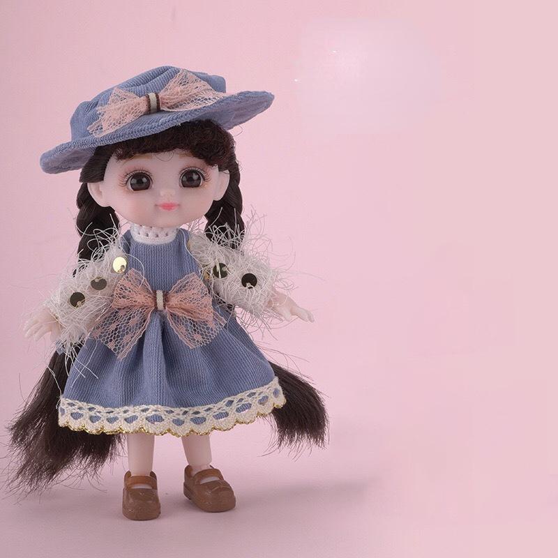 Мини-подвижная 13-шарнирная кукла 15 см, игрушка для девочек, 3D большие глаза, BJD принцесса, полная одежда, коллекция платьев, детская кукла в подарок