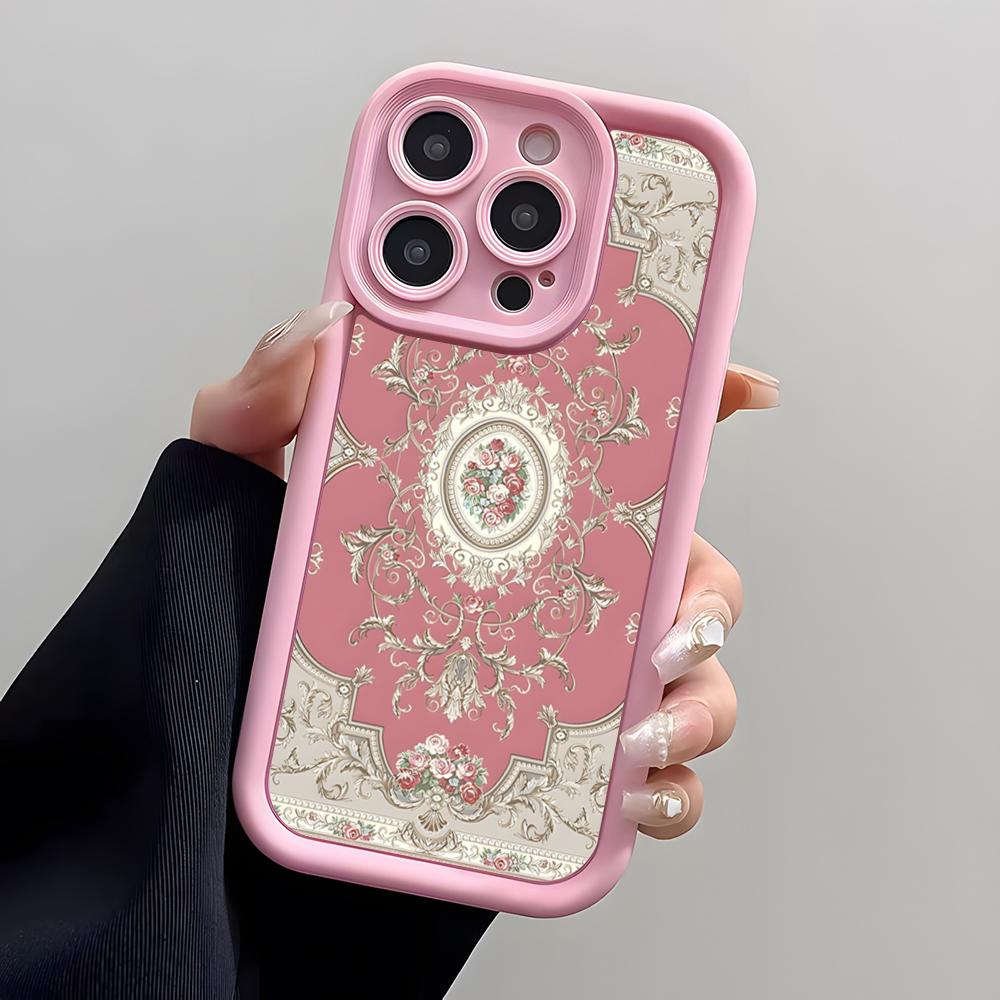 Традиционный арабский розовый ковер Чехол для телефона Для IPhone Air 17 Pro Max 16 E 15 14 Pro Max 13 12 11 Mini Plus Мягкий силикон Розовый Co