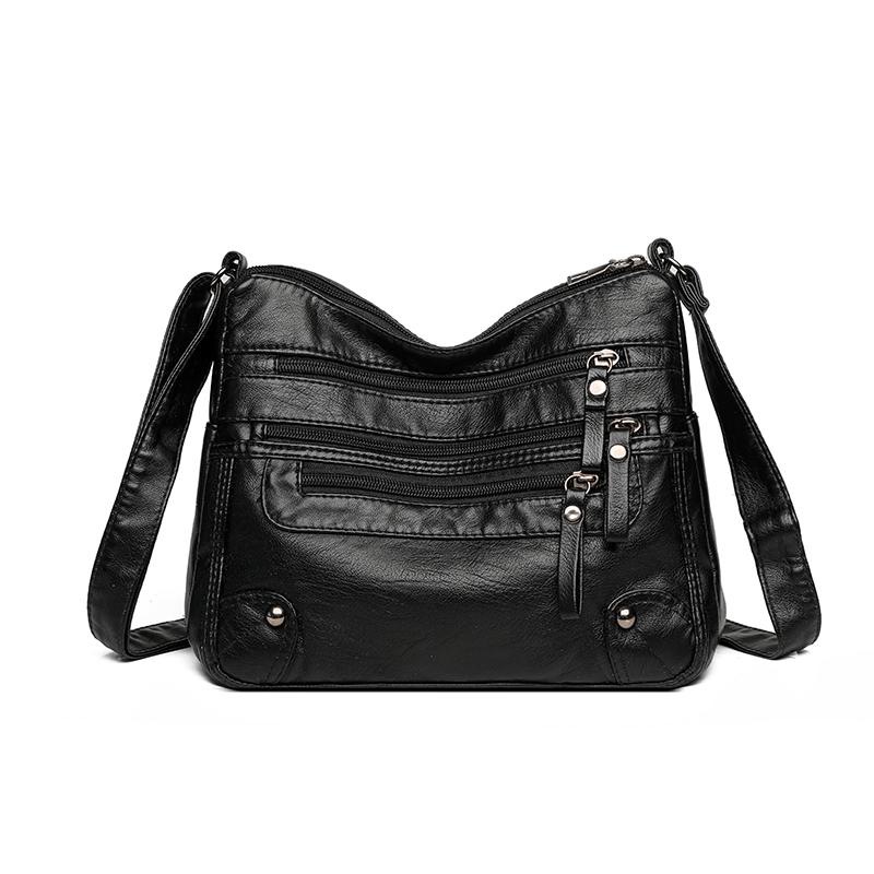 Женская сумка с несколькими карманами, мягкая кожаная сумка через плечо для мам среднего возраста