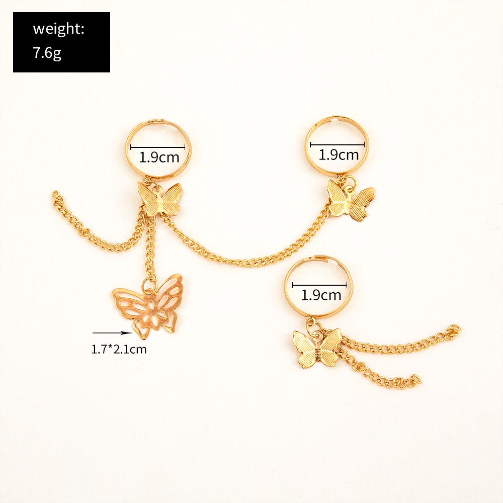 Крутые хип-хоп-цепочки с кисточками для женщин, многослойные регулируемые открытые кольца на палец, набор вечерние подарочных ювелирных изделий 