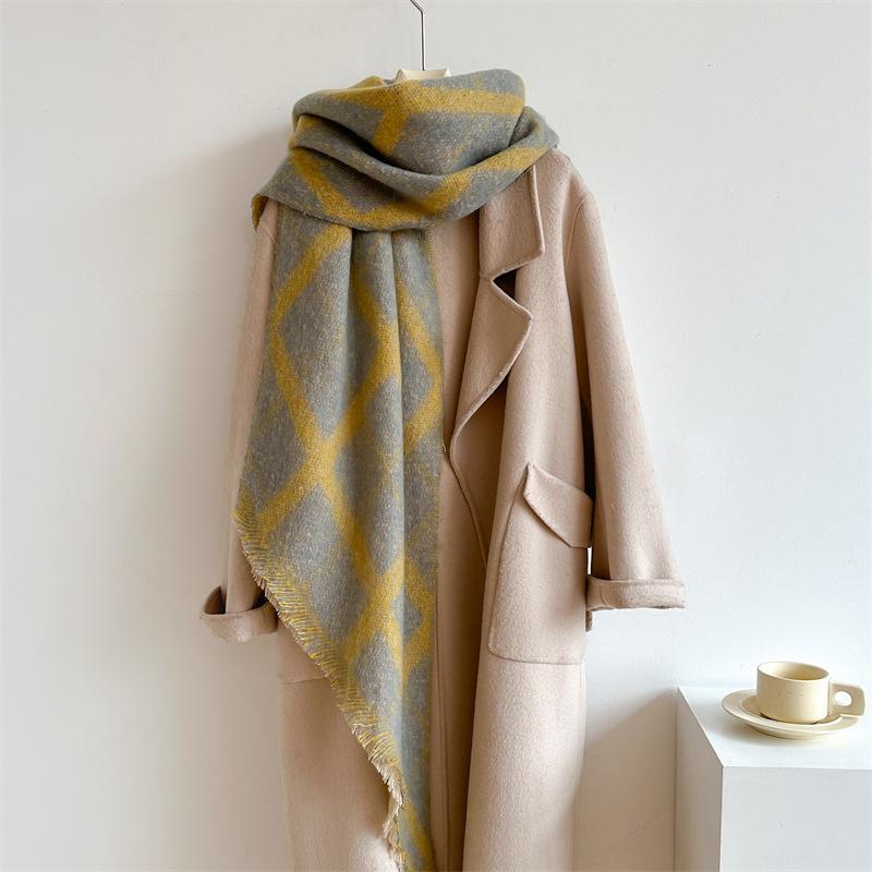 New Thickened and Elongated Winter Scarf Cashmere Feeling Shawl and Wraps Pashmina Neckerchief Bufanda Female Poncho 48Colors